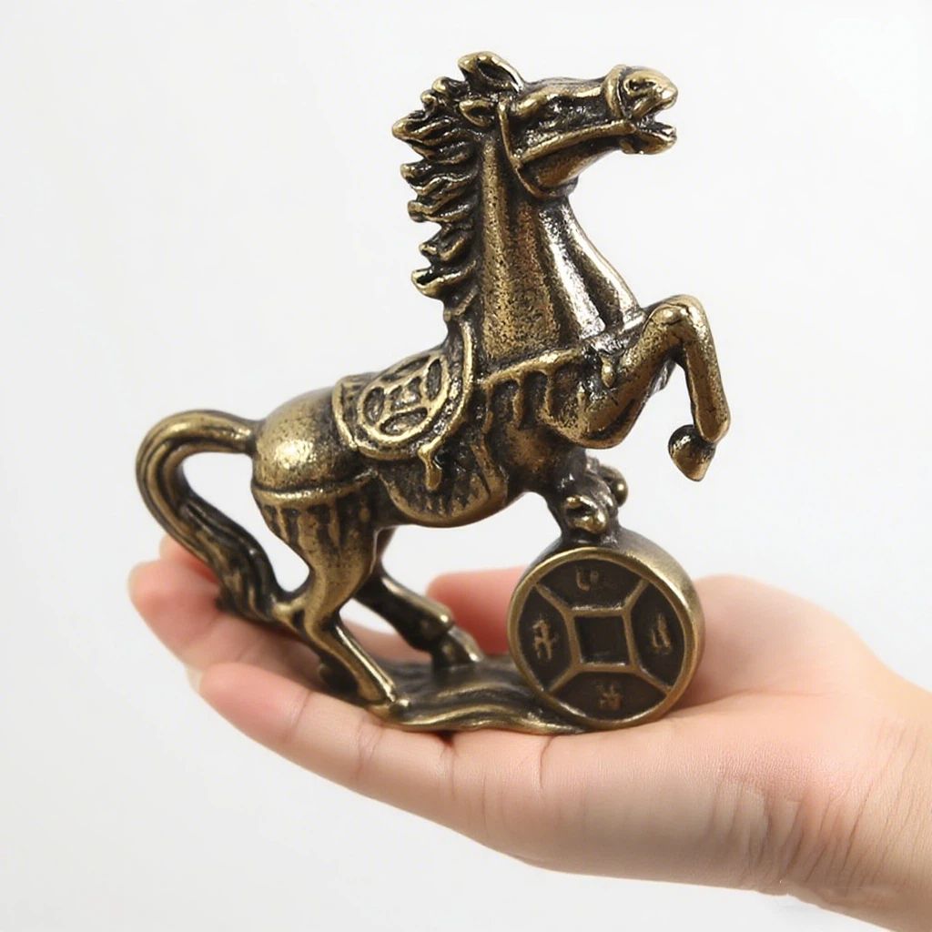 Home & Kitchen > Home Decor > Home Decor Accents > Sculptures Brass Horse Ornament Desktop Gift 5cm