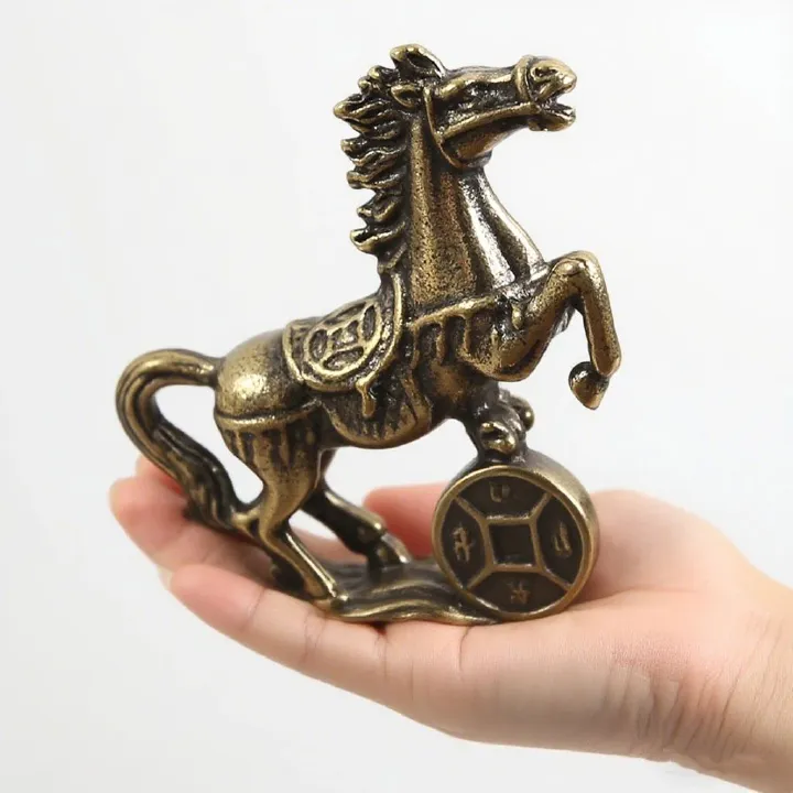 Home & Kitchen > Home Decor > Home Decor Accents > Sculptures Brass Horse Ornament Desktop Gift 5cm