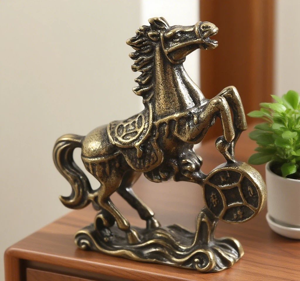 Home & Kitchen > Home Decor > Home Decor Accents > Sculptures Brass Horse Ornament Desktop Gift 5cm
