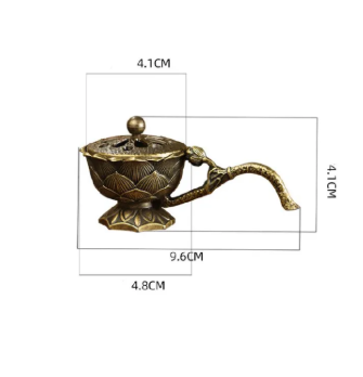 Home & Kitchen > Home Decor > Home Fragrance > Incense Holders Antique lotus hand-held small incense burner home indoor sandalwood agarwood Zen aromatherapy furnace incense path ornaments incense