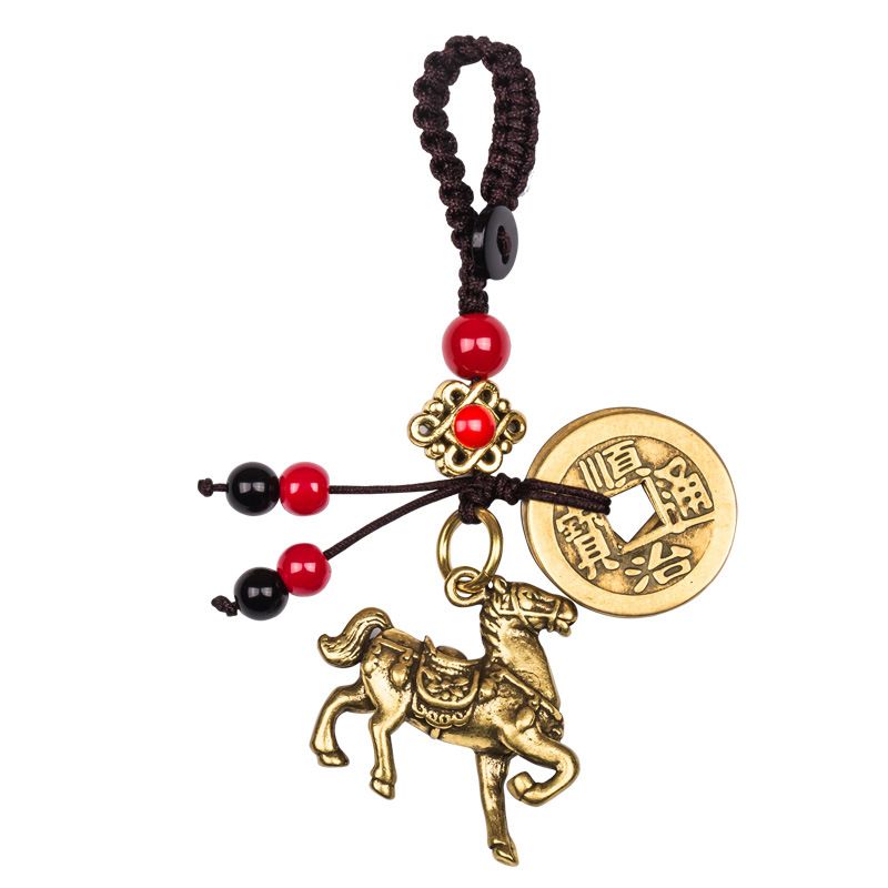 Home & Kitchen > Home Decor > Home Decor Accents > Sculptures  Horse Zodiac Key Pendant Gift Small Decoration 2pcs