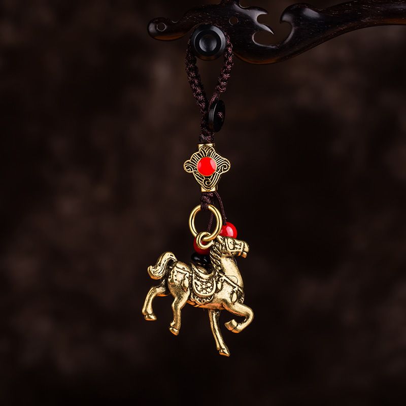 Home & Kitchen > Home Decor > Home Decor Accents > Sculptures  Horse Zodiac Key Pendant Gift Small Decoration 2pcs