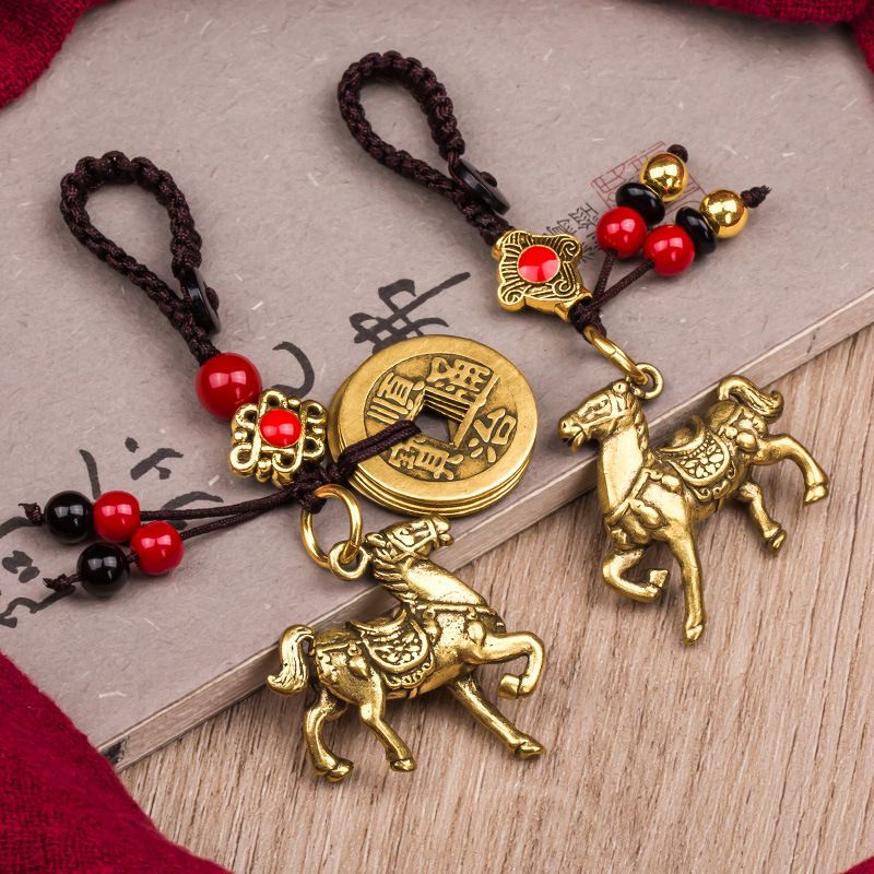 Home & Kitchen > Home Decor > Home Decor Accents > Sculptures  Horse Zodiac Key Pendant Gift Small Decoration 2pcs