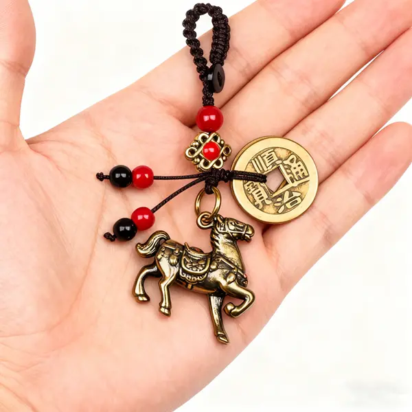 Home & Kitchen > Home Decor > Home Decor Accents > Sculptures  Horse Zodiac Key Pendant Gift Small Decoration 2pcs