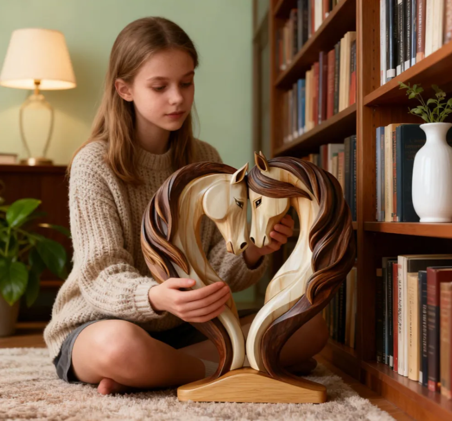 Home & Kitchen > Home Decor > Home Decor Accents > Sculptures  Wooden Ornament White Horse18*20cm