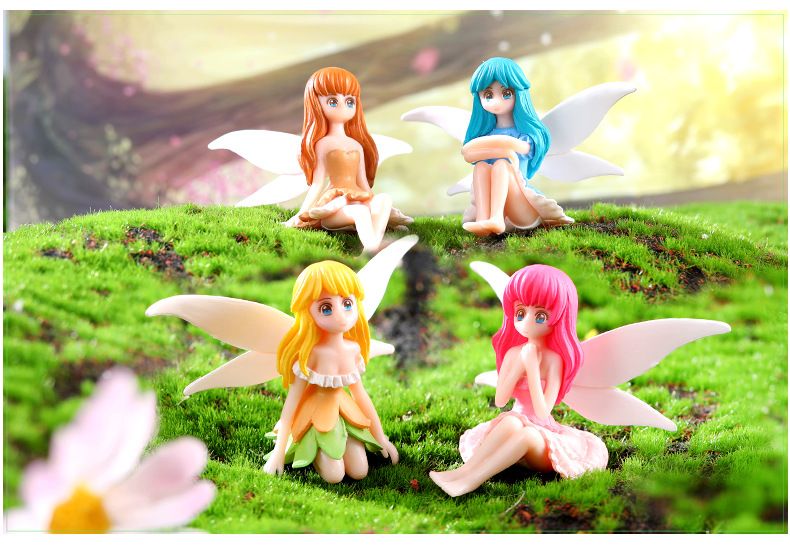 Home & Kitchen > Home Decor > Home Decor Accents > Sculptures  4 Pieces Flower Fairy Decorations