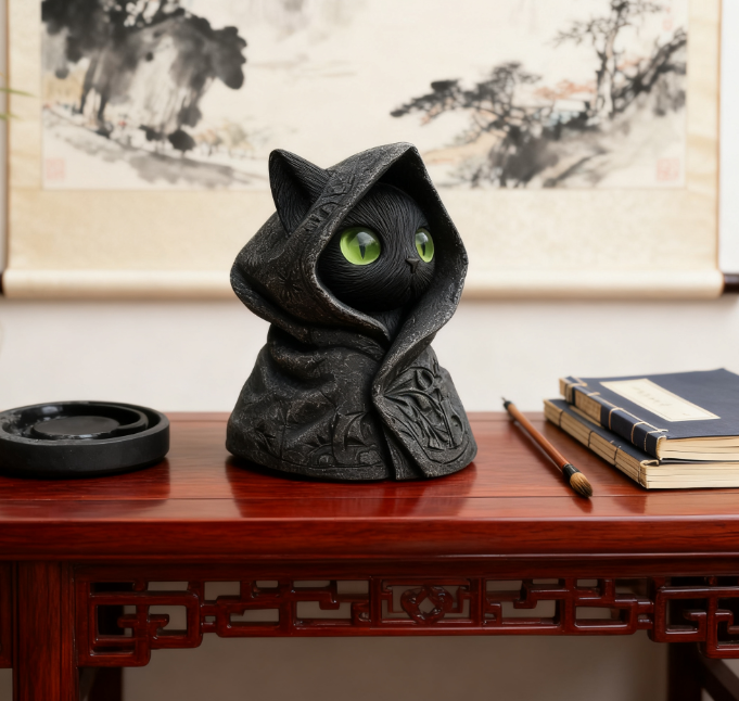 Home & Kitchen > Home Decor > Home Decor Accents > Sculptures Black Cat Statue Ornament 8.2cm