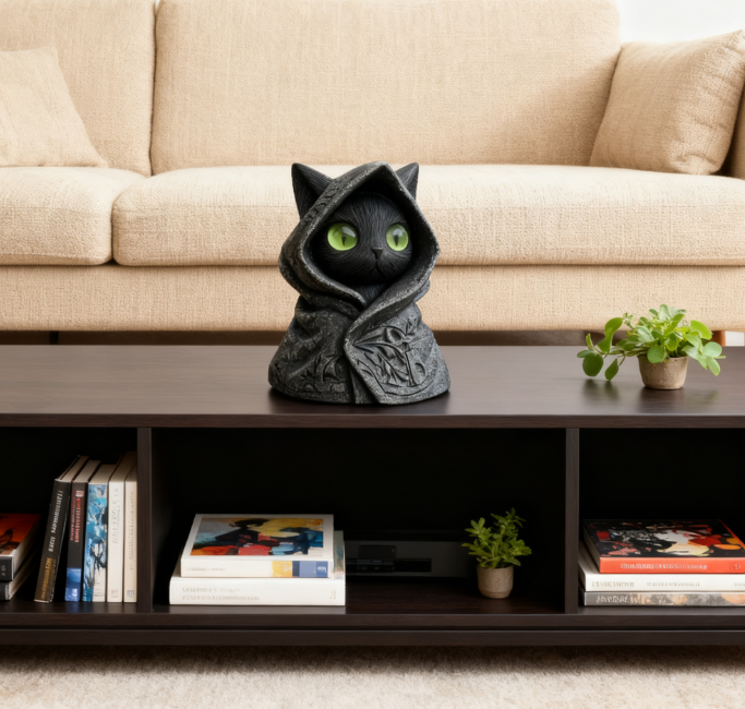 Home & Kitchen > Home Decor > Home Decor Accents > Sculptures Black Cat Statue Ornament 8.2cm