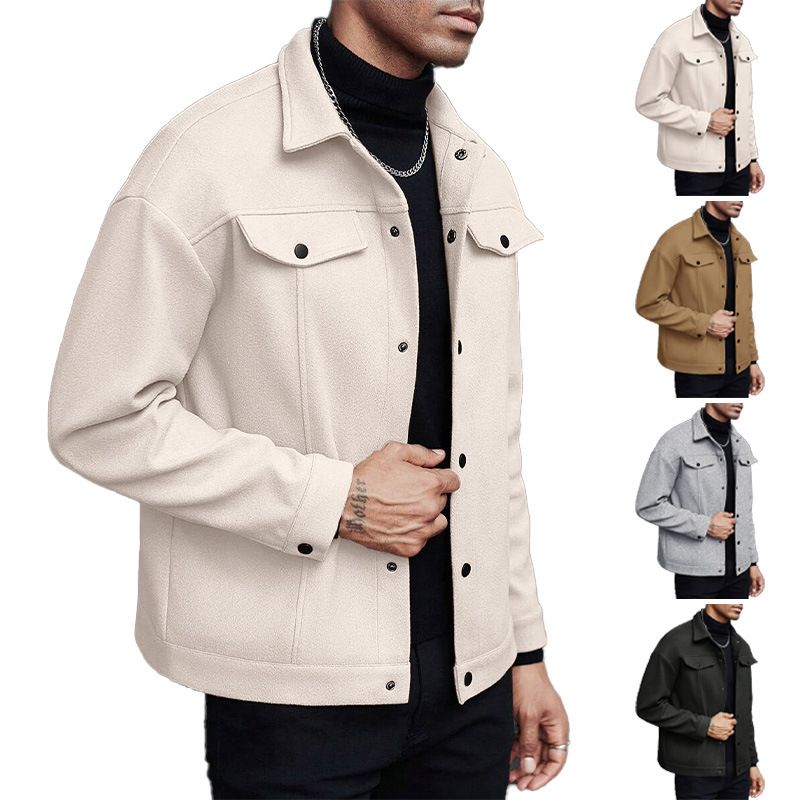 Clothes > Men's Clothing > Tops > Jackets & Coats  Lapel woolen new men's jacket casual sports business jacket