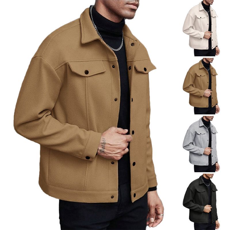 Clothes > Men's Clothing > Tops > Jackets & Coats  Lapel woolen new men's jacket casual sports business jacket