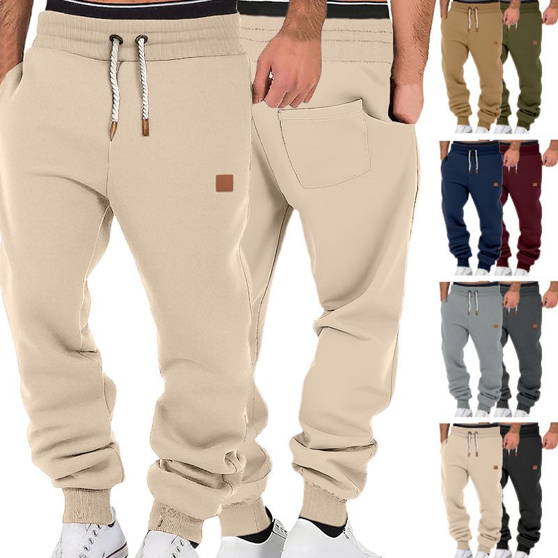 Clothes > Men's Clothing > Bottoms > Pants > Casual  Men's trousers solid color trendy sports casual sweatpants European and American loose leggings