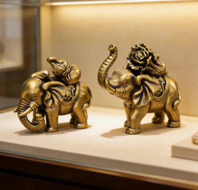 Home & Kitchen > Home Decor > Home Decor Accents > Sculptures Decoration Elephant Made Of Brass 3.4cm 2pc