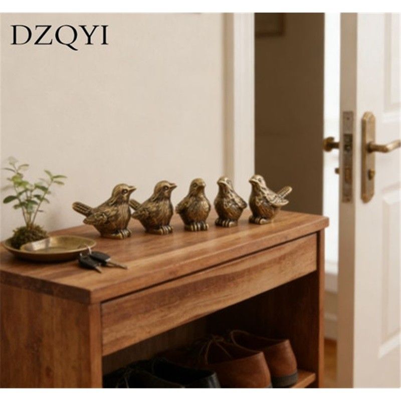 Home & Kitchen > Home Decor > Home Decor Accents > Sculptures  5pcs 2.5cm Brass Bird Jewelry