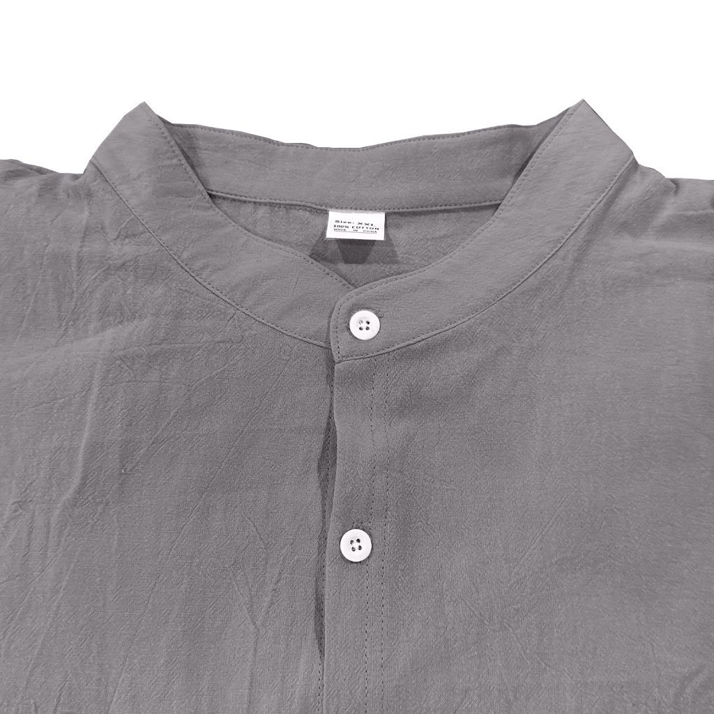 Clothes > Men's Clothing > Tops > Shirts Spring and Autumn Linen Shirt Long Sleeve Stand Collar Breathable Casual Men's New Chinese Pocket Shirt