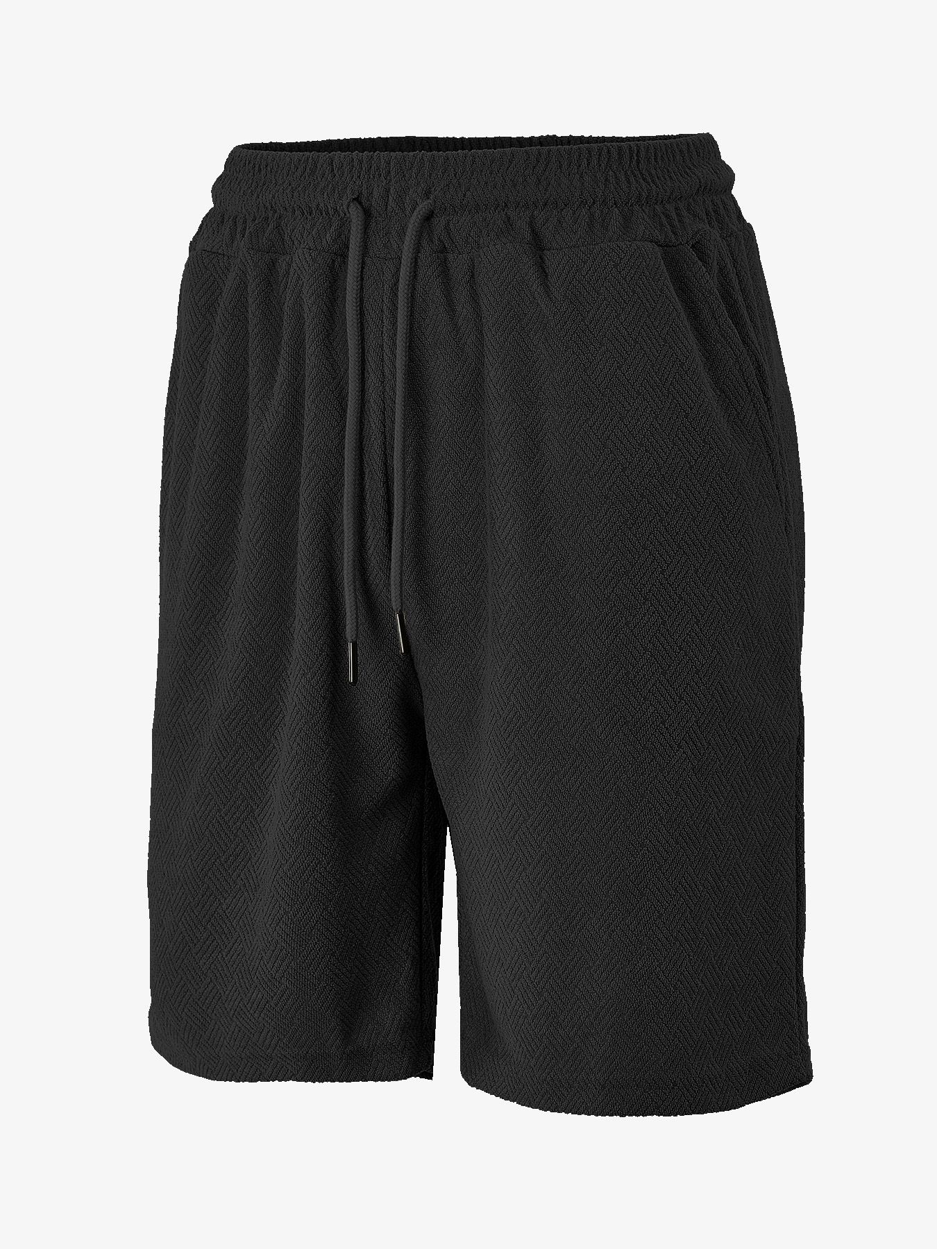 Clothes > Men's Clothing > Bottoms > Shorts  European and American men's summer loose, comfortable, breathable solid color jacquard fabric men's casual shorts