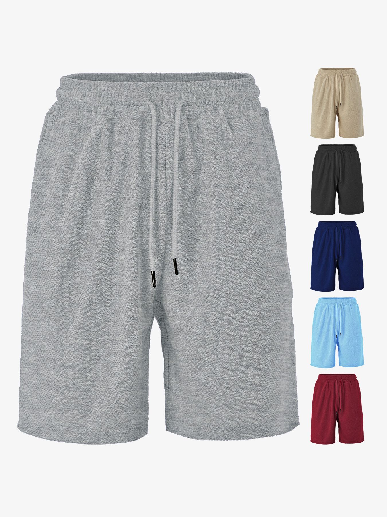 Clothes > Men's Clothing > Bottoms > Shorts  European and American men's summer loose, comfortable, breathable solid color jacquard fabric men's casual shorts