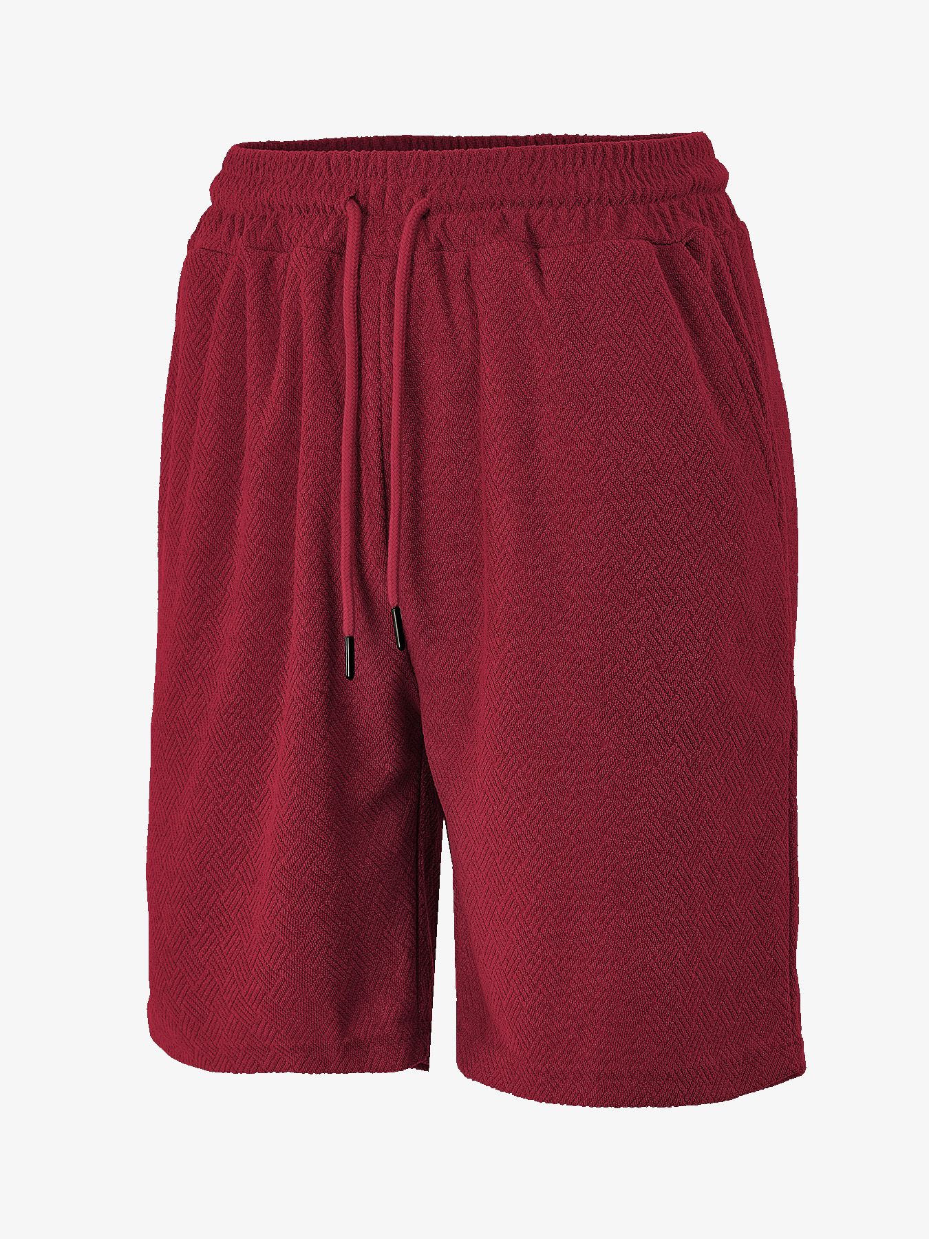 Clothes > Men's Clothing > Bottoms > Shorts  European and American men's summer loose, comfortable, breathable solid color jacquard fabric men's casual shorts