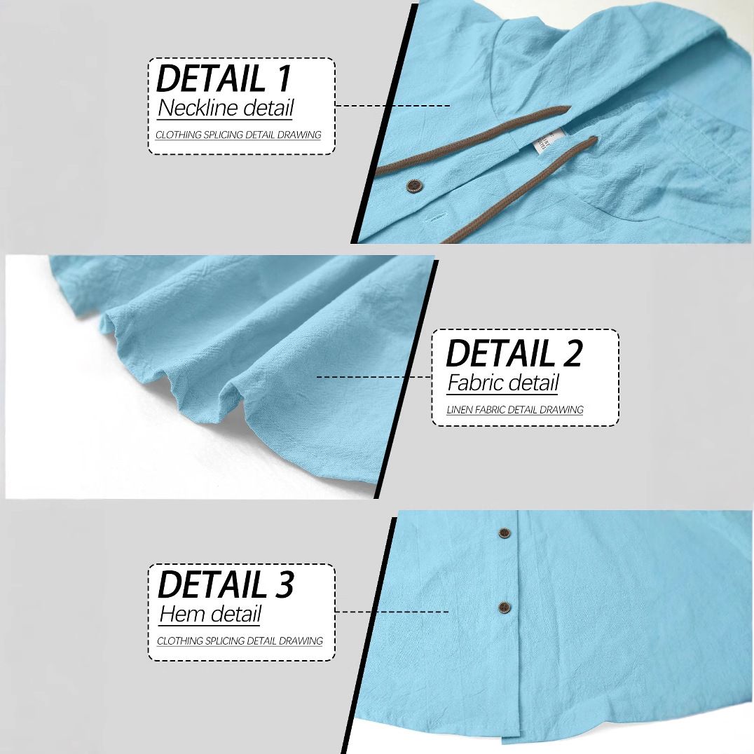 Clothes > Men's Clothing > Clothing Sets > Two-Piece OEuropean and American men's solid color casual long-sleeved shirt hooded drawstring cotton and linen cardigan loose cotton and linen trousers suit
