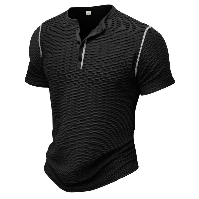 Clothes > Men's Clothing > Tops > T-Shirts Summer sports and fitness slim breathable men's short-sleeved t-shirt European and American men's muscle henley shirt men's t-shirt