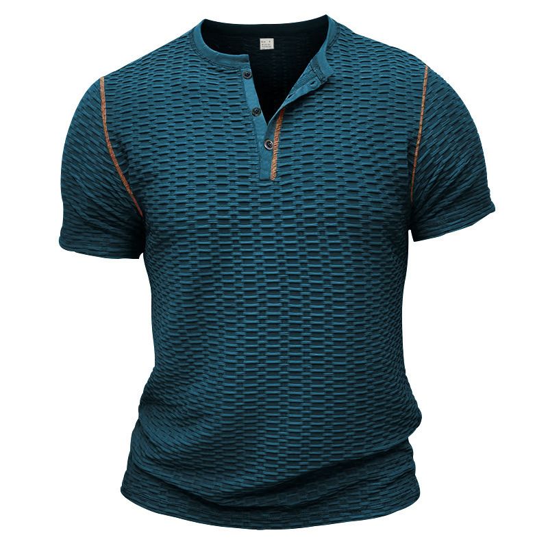 Clothes > Men's Clothing > Tops > T-Shirts Summer sports and fitness slim breathable men's short-sleeved t-shirt European and American men's muscle henley shirt men's t-shirt