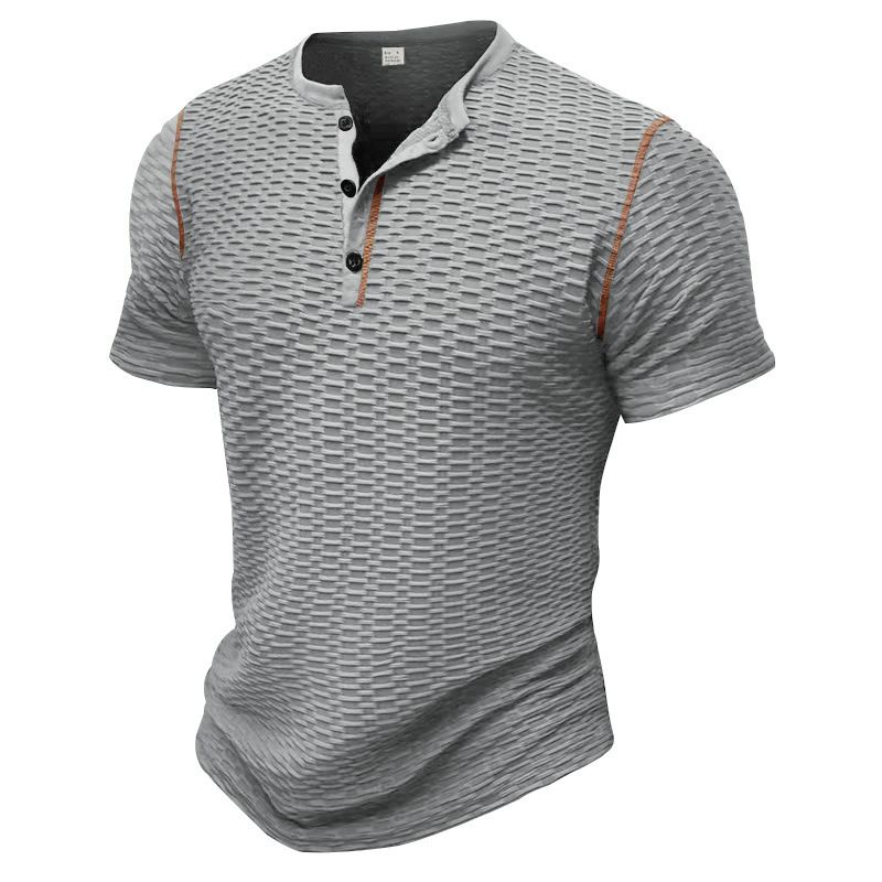Clothes > Men's Clothing > Tops > T-Shirts Summer sports and fitness slim breathable men's short-sleeved t-shirt European and American men's muscle henley shirt men's t-shirt