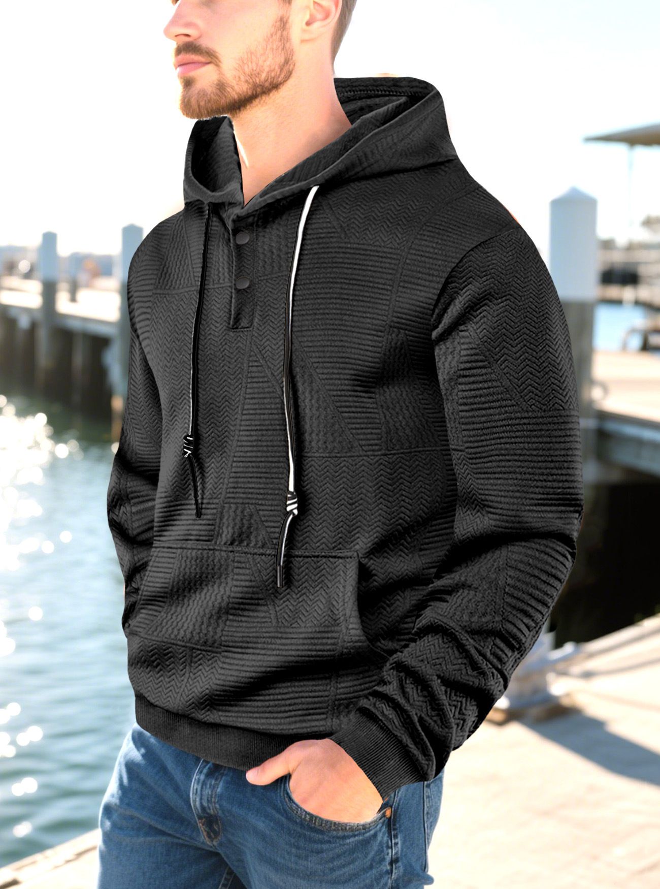 Clothes > Men's Clothing > Tops > Jackets & Coats  Spring and autumn trendy men's solid color hooded sweatshirts for fat men large size loose sports casual tops and jackets