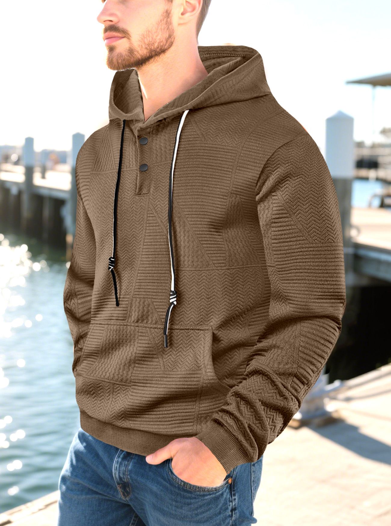 Clothes > Men's Clothing > Tops > Jackets & Coats  Spring and autumn trendy men's solid color hooded sweatshirts for fat men large size loose sports casual tops and jackets