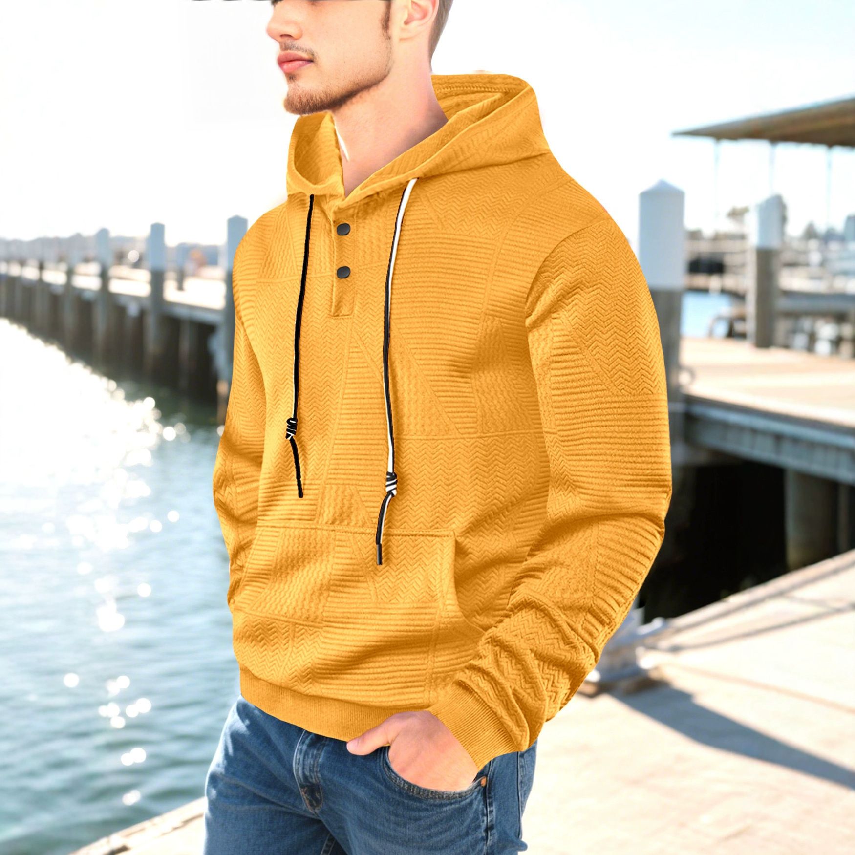 Clothes > Men's Clothing > Tops > Jackets & Coats  Spring and autumn trendy men's solid color hooded sweatshirts for fat men large size loose sports casual tops and jackets