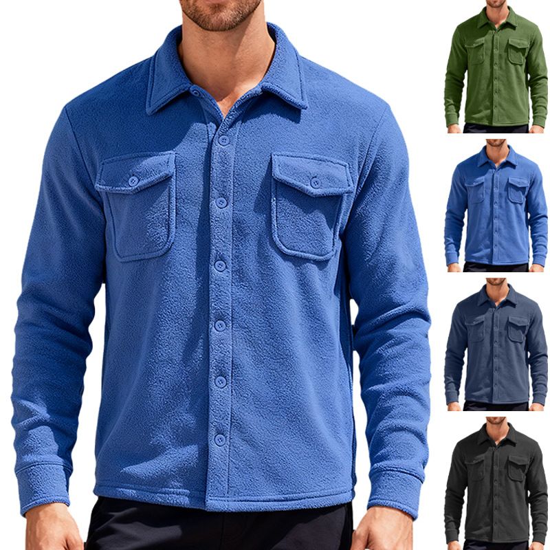 Clothes > Men's Clothing > Tops > Jackets & Coats  European and American men's velvet workwear long-sleeved outdoor tactical hunting jacket shirt casual