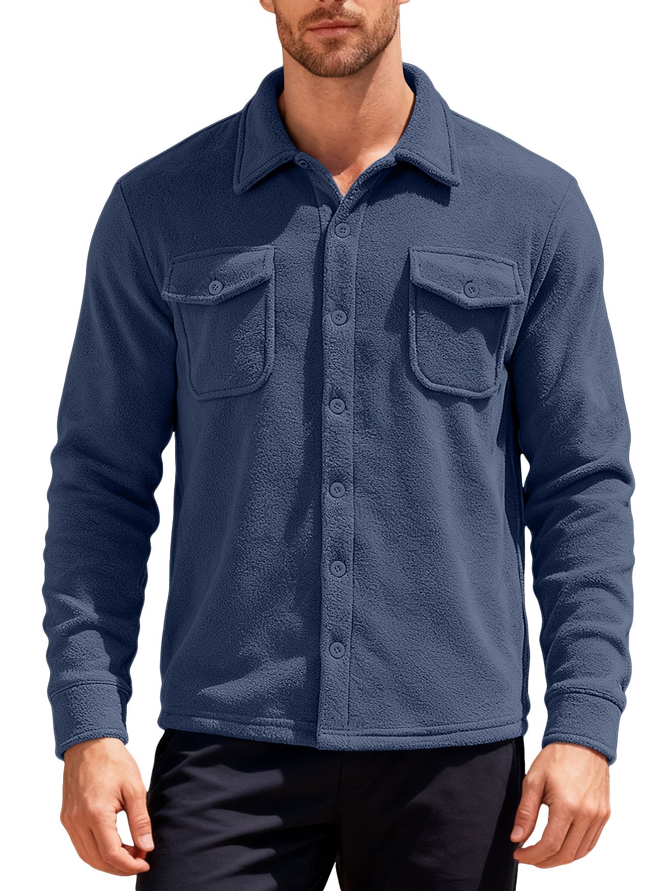 Clothes > Men's Clothing > Tops > Jackets & Coats  European and American men's velvet workwear long-sleeved outdoor tactical hunting jacket shirt casual