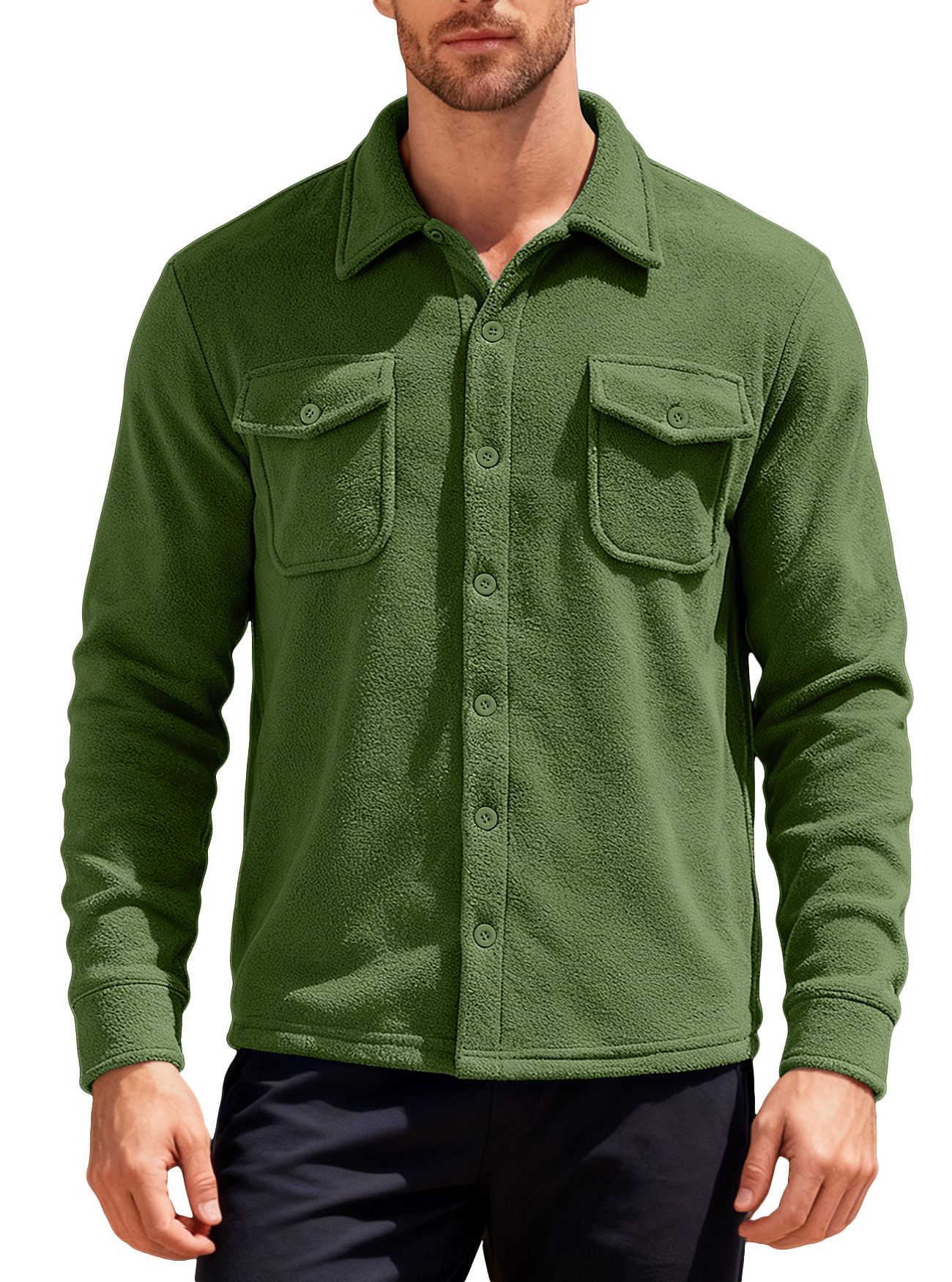 Clothes > Men's Clothing > Tops > Jackets & Coats  European and American men's velvet workwear long-sleeved outdoor tactical hunting jacket shirt casual