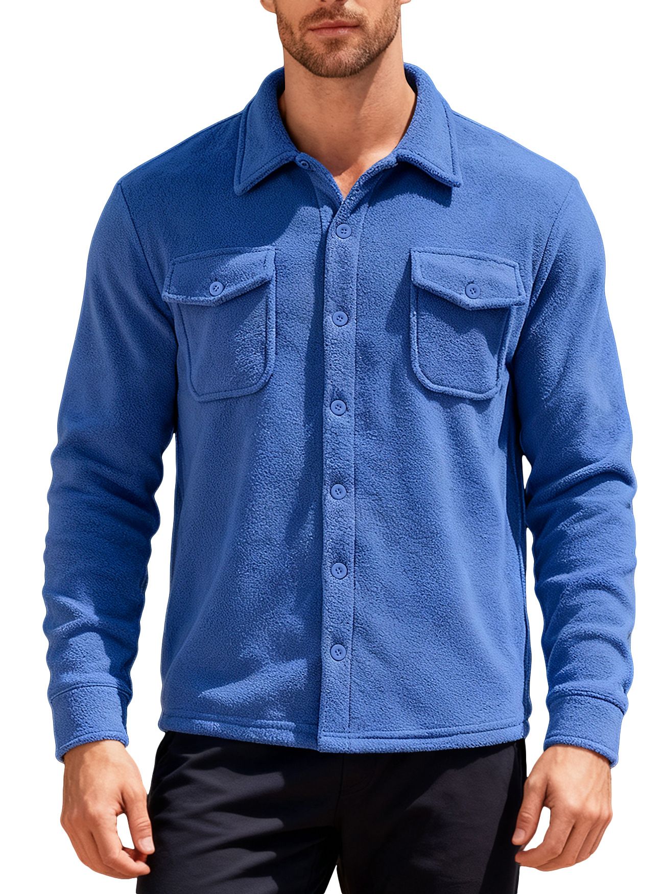 Clothes > Men's Clothing > Tops > Jackets & Coats  European and American men's velvet workwear long-sleeved outdoor tactical hunting jacket shirt casual