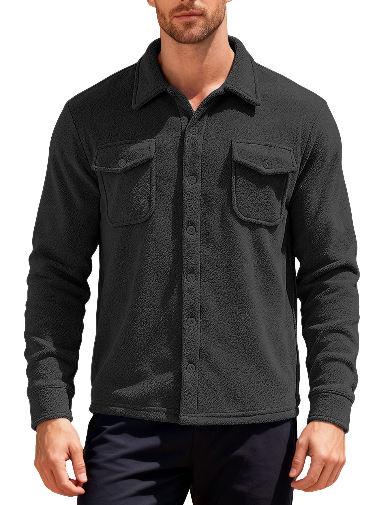 Clothes > Men's Clothing > Tops > Jackets & Coats  European and American men's velvet workwear long-sleeved outdoor tactical hunting jacket shirt casual