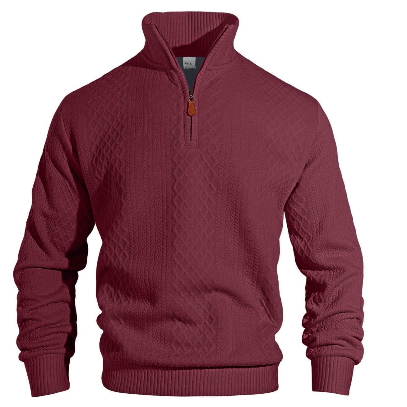 Clothes > Women's Clothing > Tops > Jackets & Coats  Casual stand-up collar zippered long-sleeved jacquard texture American sports solid color fitted sweatshirt