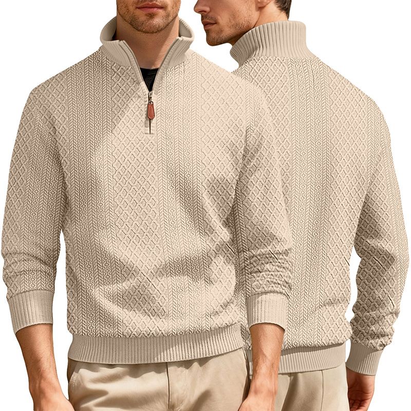 Clothes > Women's Clothing > Tops > Jackets & Coats  Casual stand-up collar zippered long-sleeved jacquard texture American sports solid color fitted sweatshirt