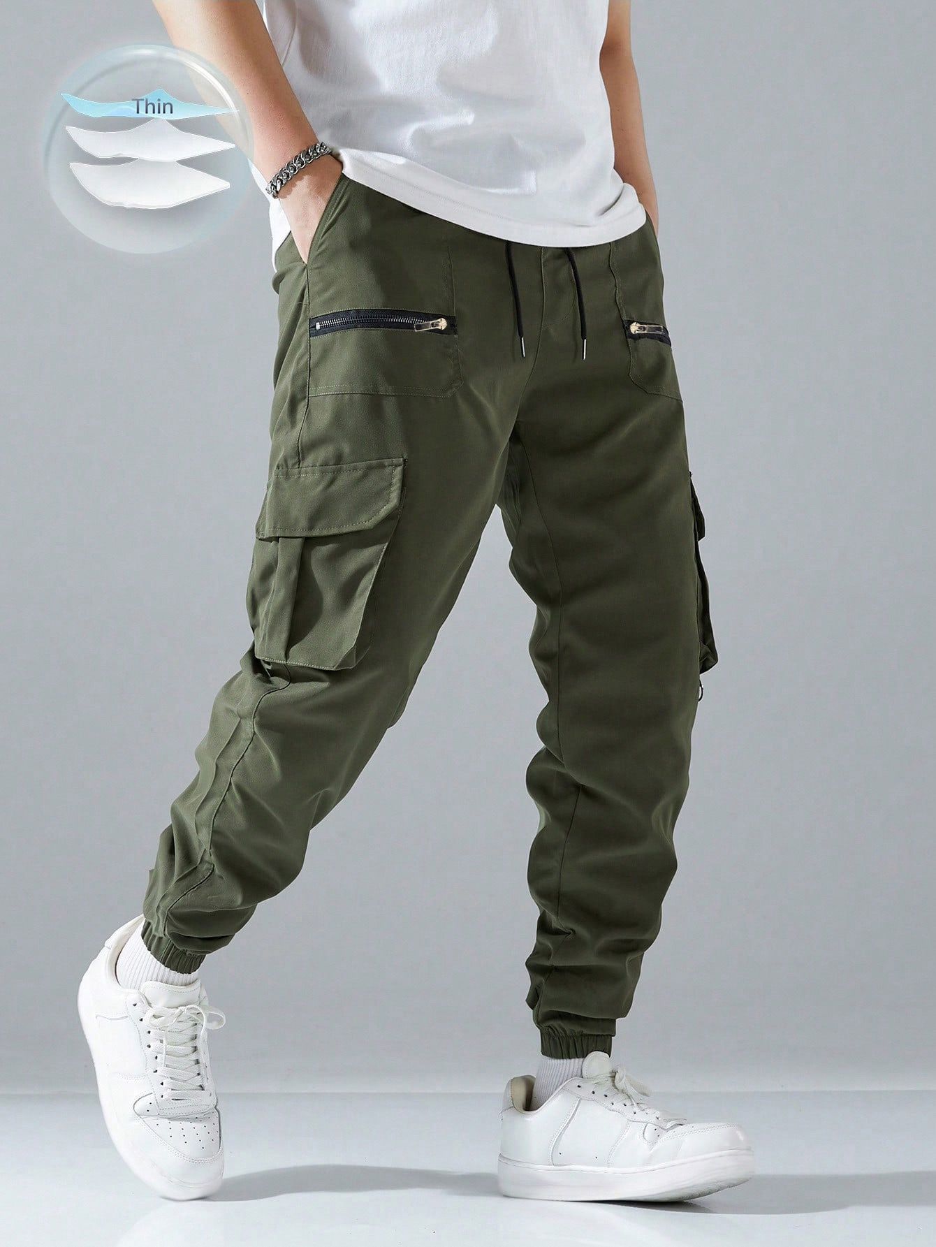Clothes > Men's Clothing > Bottoms > Pants > Casual  New style legging overalls for men, trendy and versatile outdoor multi-pocket pants for men, summer casual sports pants
