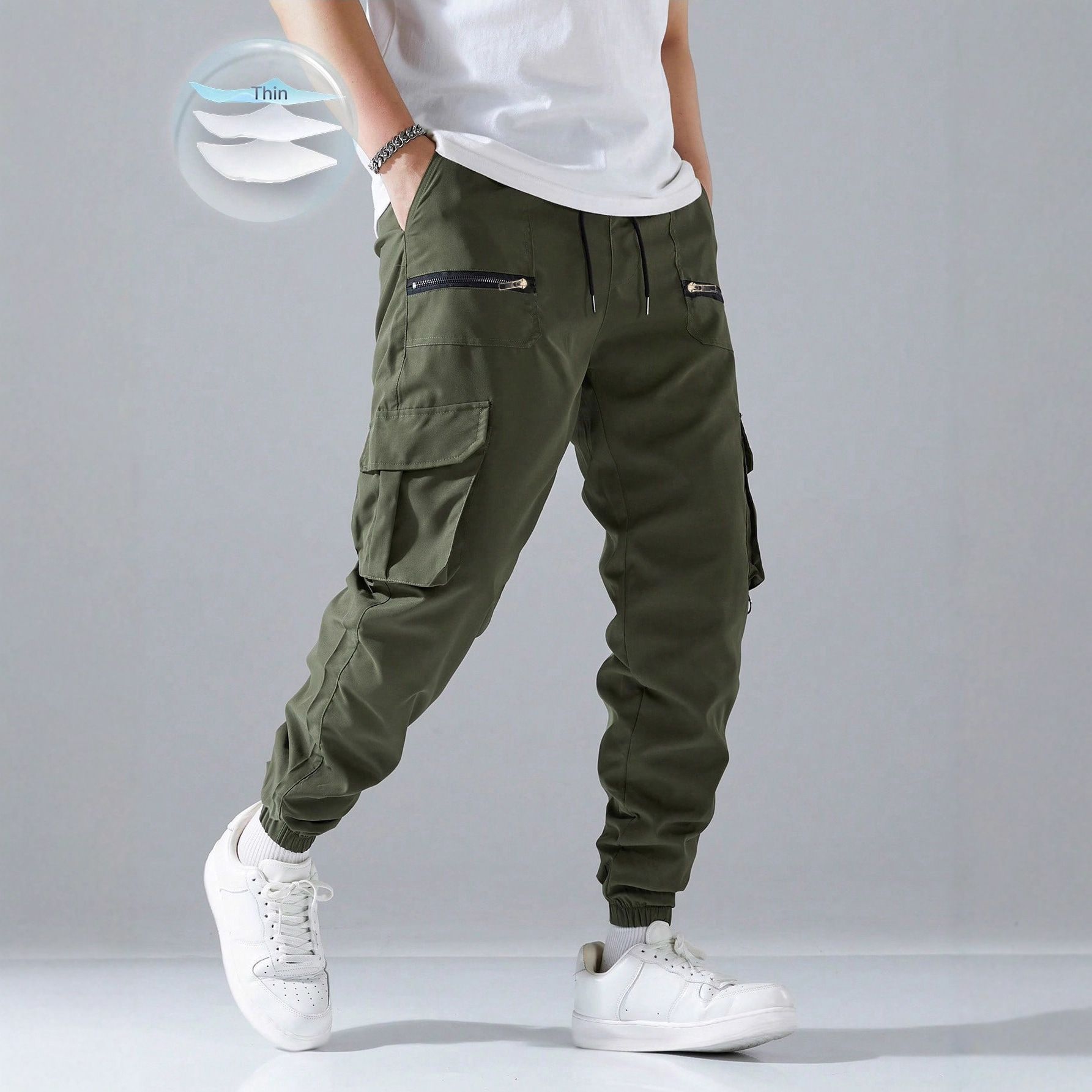Clothes > Men's Clothing > Bottoms > Pants > Casual  New style legging overalls for men, trendy and versatile outdoor multi-pocket pants for men, summer casual sports pants