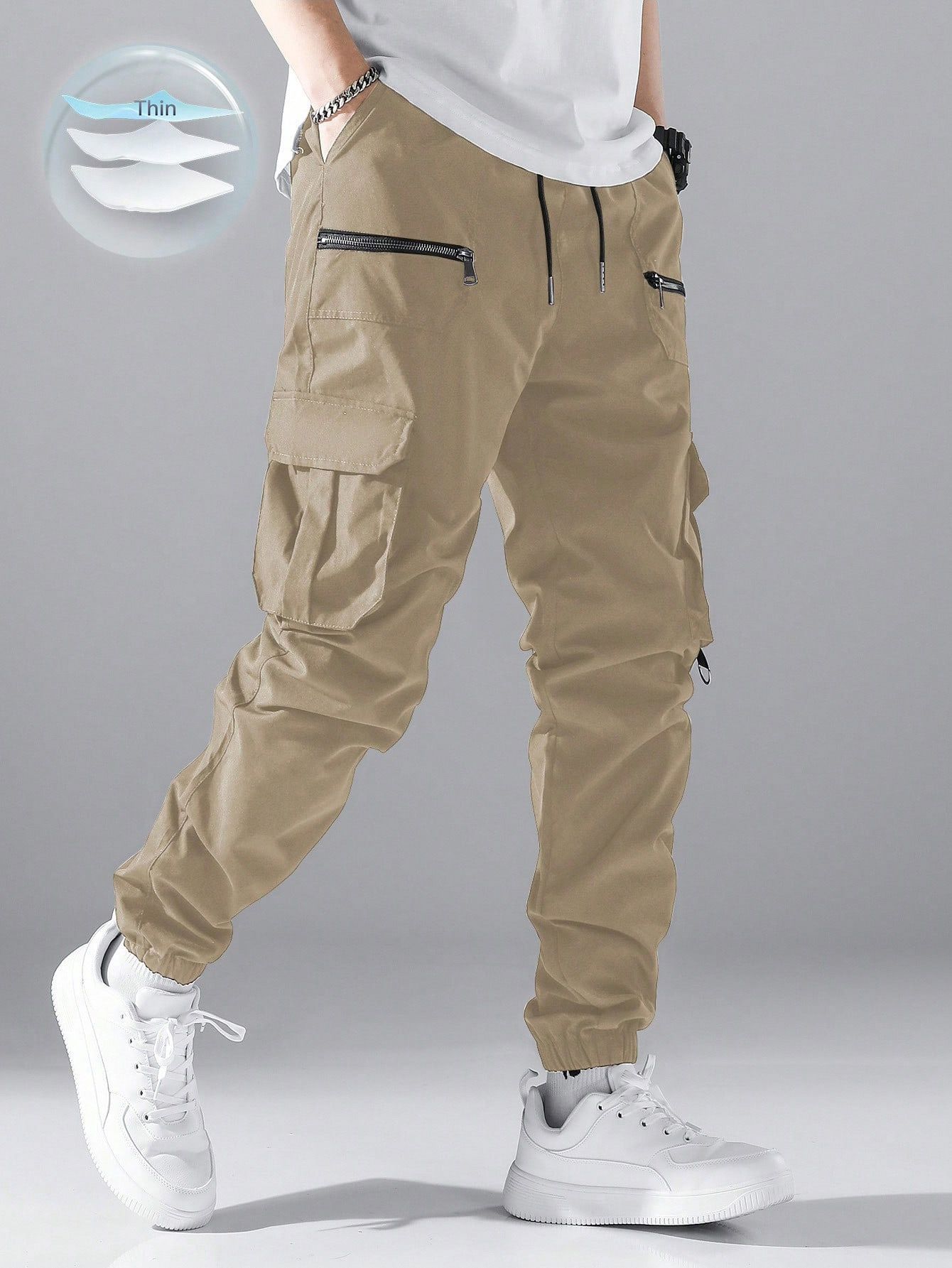 Clothes > Men's Clothing > Bottoms > Pants > Casual  New style legging overalls for men, trendy and versatile outdoor multi-pocket pants for men, summer casual sports pants