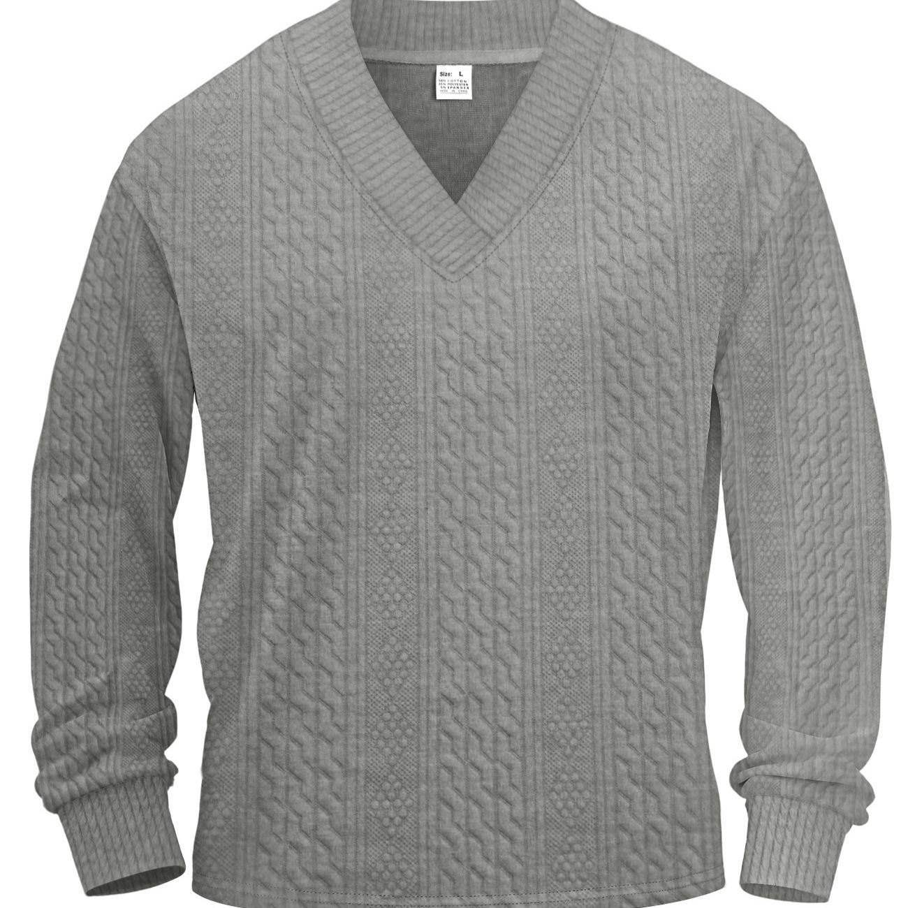 Clothes > Men's Clothing > Tops > Shirts  Casual Jacquard Knitted Shirt Men's Autumn Loose Long Sleeve Sweatshirt T-shirt Men's Hoodie Jacquard Trendy Ins Top