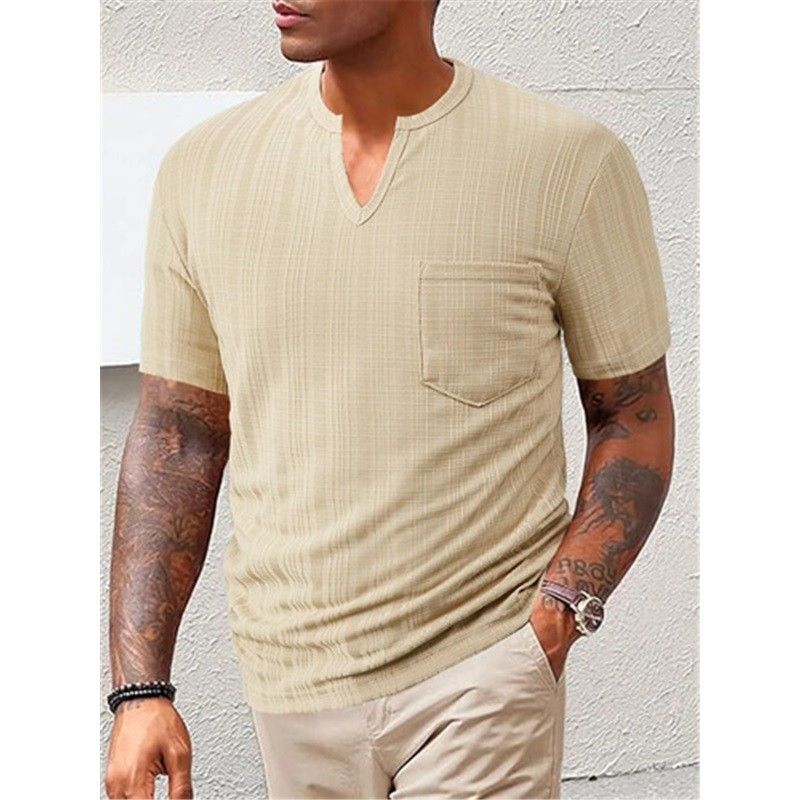 Clothes > Men's Clothing > Tops > T-Shirts Men V Neck Short Sleeve Summer Linen Style Polyester