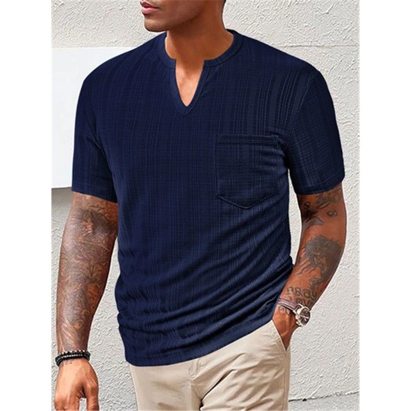 Clothes > Men's Clothing > Tops > T-Shirts Men V Neck Short Sleeve Summer Linen Style Polyester