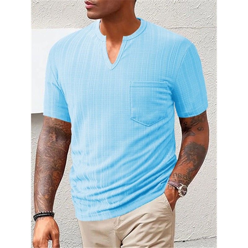 Clothes > Men's Clothing > Tops > T-Shirts Men V Neck Short Sleeve Summer Linen Style Polyester