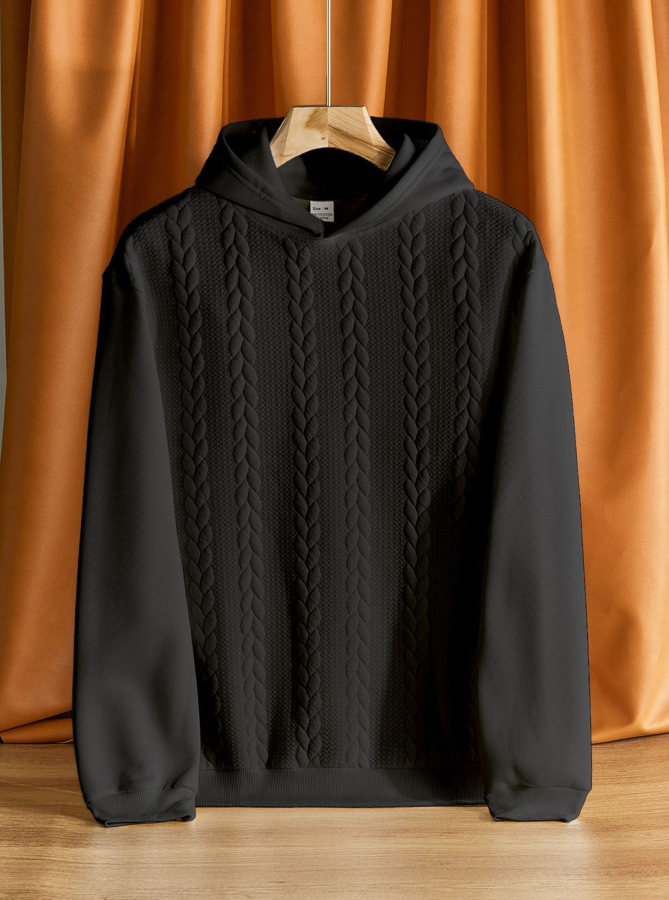 Clothes > Men's Clothing > Tops > Sweatshirts & Hoodies Men's large size casual thickened jacquard patchwork hooded sweatshirt long-sleeved men's top