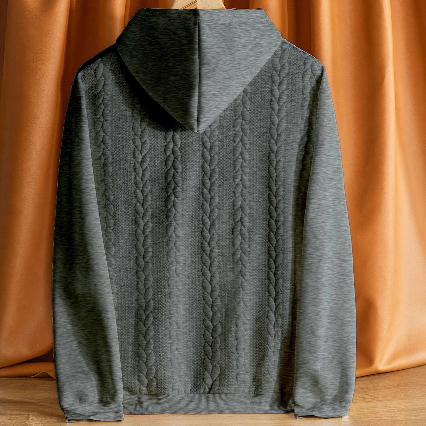 Clothes > Men's Clothing > Tops > Sweatshirts & Hoodies Men's large size casual thickened jacquard patchwork hooded sweatshirt long-sleeved men's top