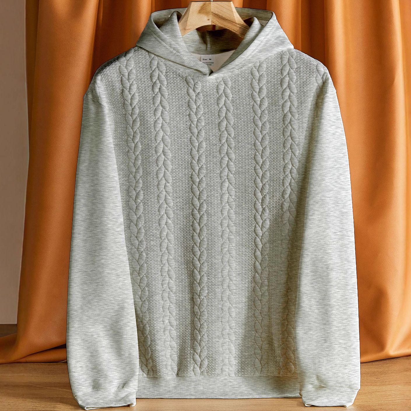 Clothes > Men's Clothing > Tops > Sweatshirts & Hoodies Men's large size casual thickened jacquard patchwork hooded sweatshirt long-sleeved men's top