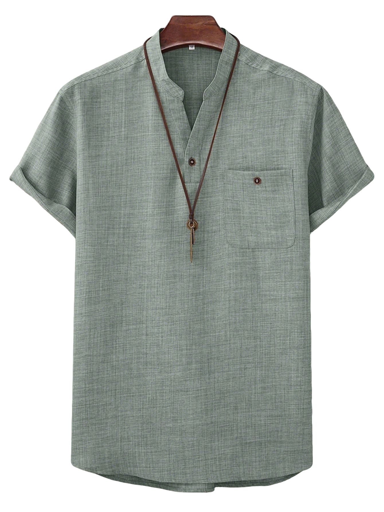 Clothes > Men's Clothing > Tops > T-Shirts  European and American summer new stand-up collar button men's polo shirt tops business versatile casual shirts T-shirts for men