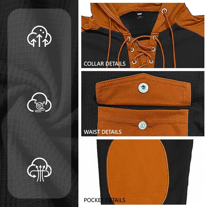 Clothes > Men's Clothing > Tops > Jackets & Coats  Men's new European and American men's hooded top with drawstring pocket, casual men's hoodie