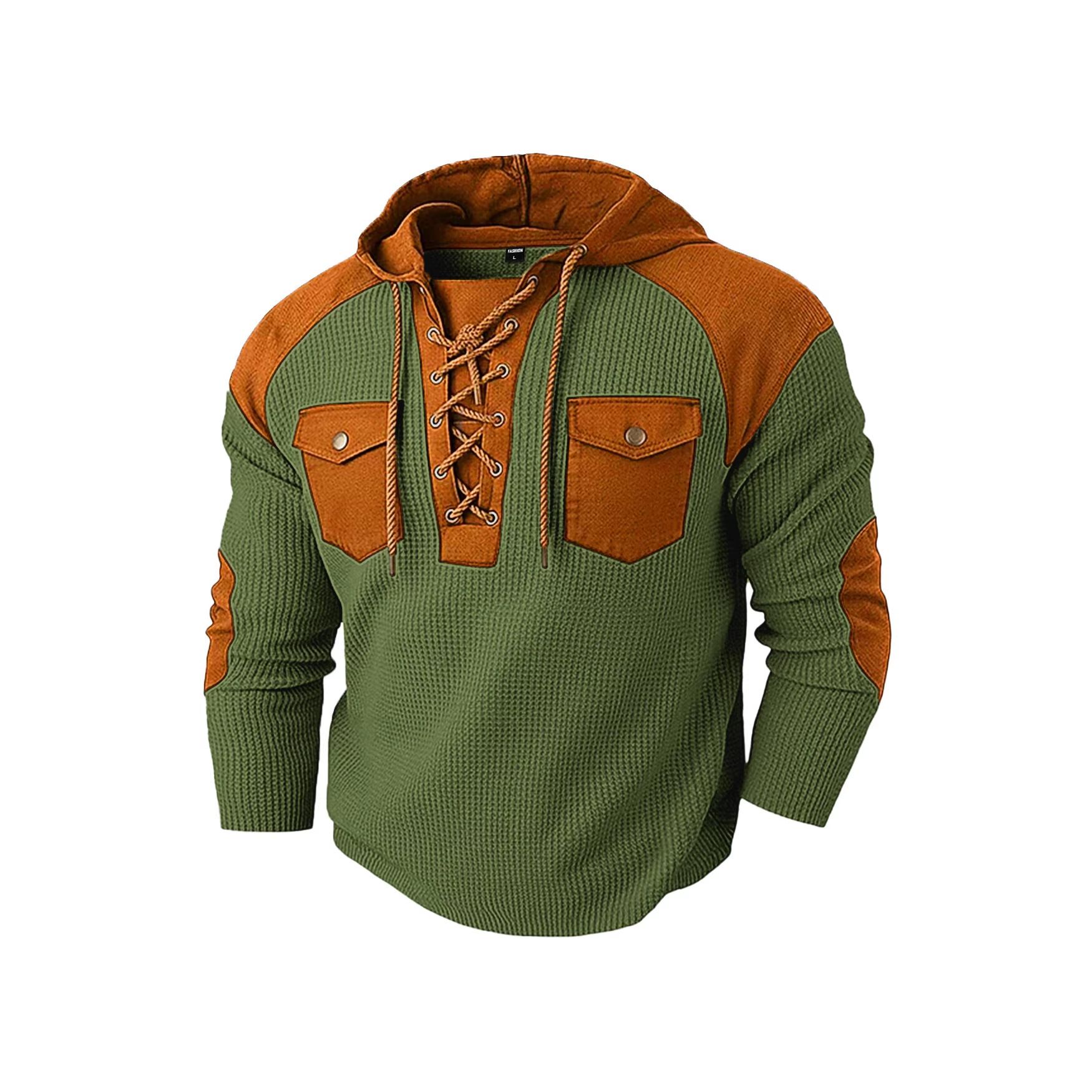 Clothes > Men's Clothing > Tops > Jackets & Coats  Men's new European and American men's hooded top with drawstring pocket, casual men's hoodie