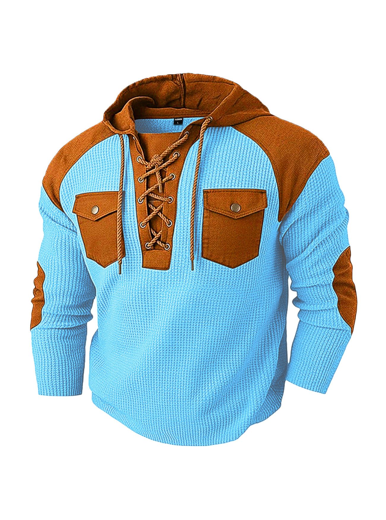 Clothes > Men's Clothing > Tops > Jackets & Coats  Men's new European and American men's hooded top with drawstring pocket, casual men's hoodie