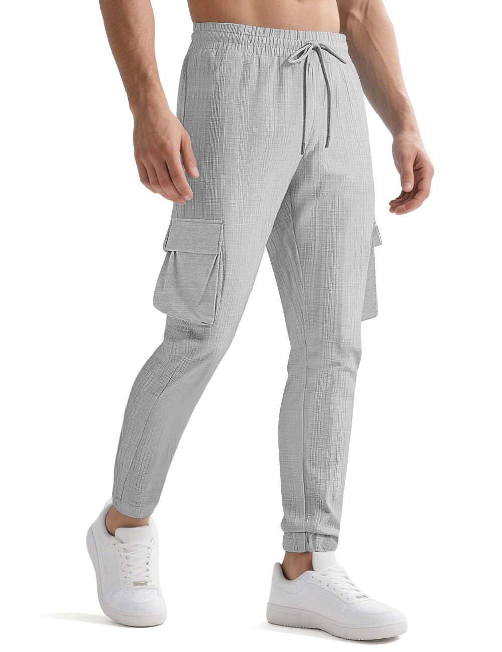 Clothes > Men's Clothing > Bottoms > Pants > Casual  New European and American fashion overalls, sports casual, personalized trendy drawstring multi-pocket trousers for men